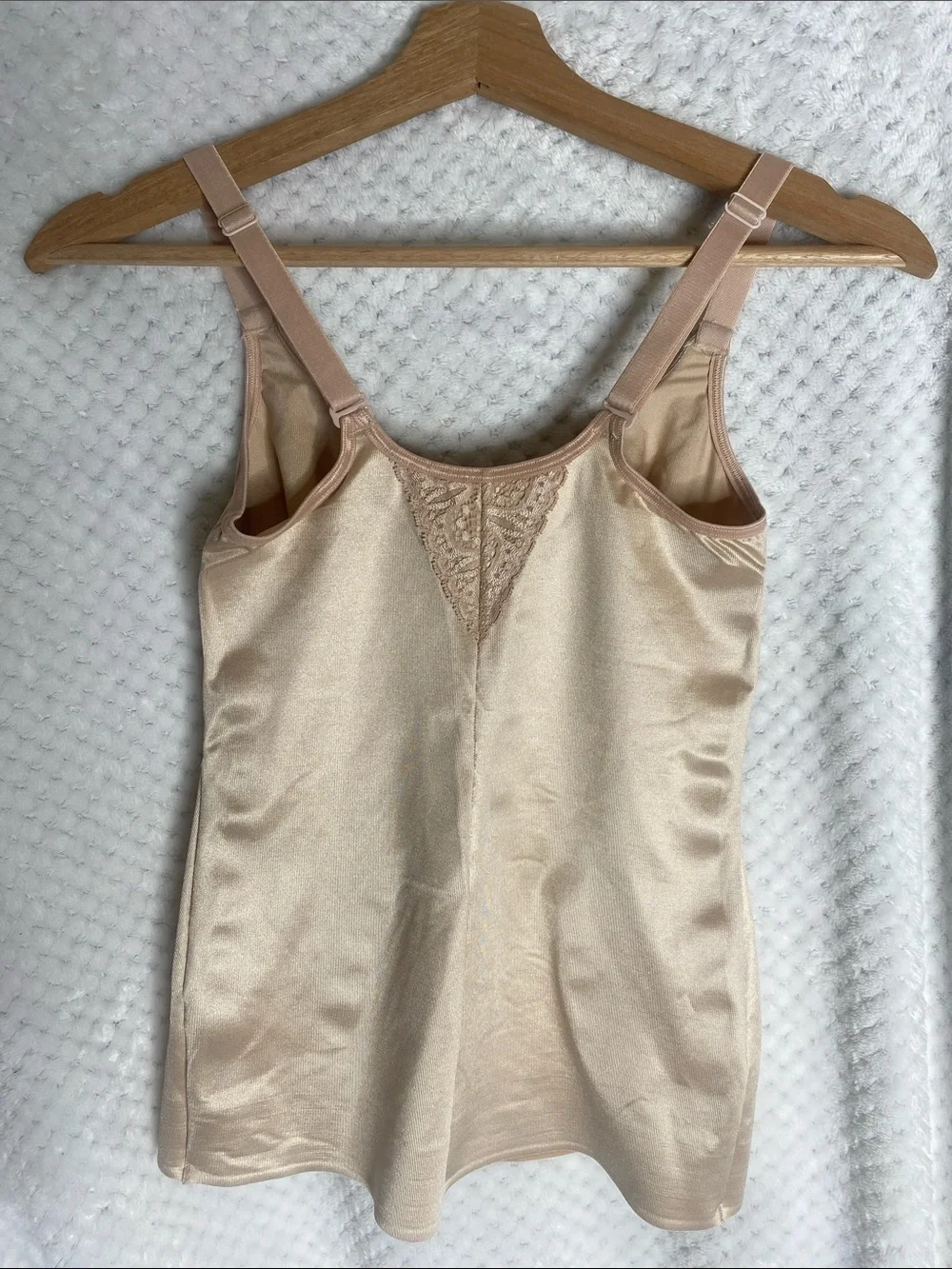 Ruby Ribbon Beige Shapewear Camisole with Lace Trim
